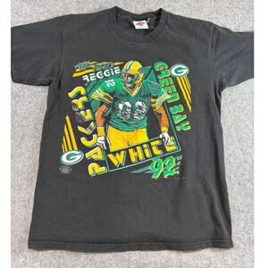 VTG 90s NFL Green Bay Packers Shirt Mens L Black Graphic Streetwear Reggie White